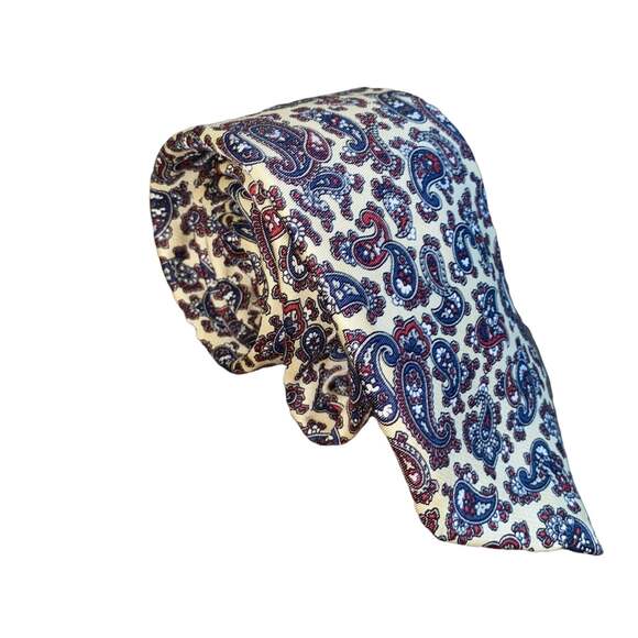 Oscar de la Renta Vintage Paisley Print Tie Preppy Dadcore - Picture 1 of 5